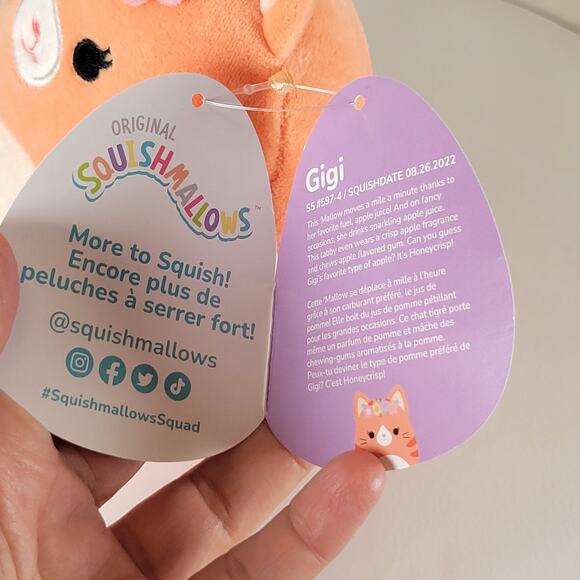 Squishmallows Gigi Cat Plush 5" Orange Flower Crown Kellytoy Jazwares Stuffie - Picture 8 of 14